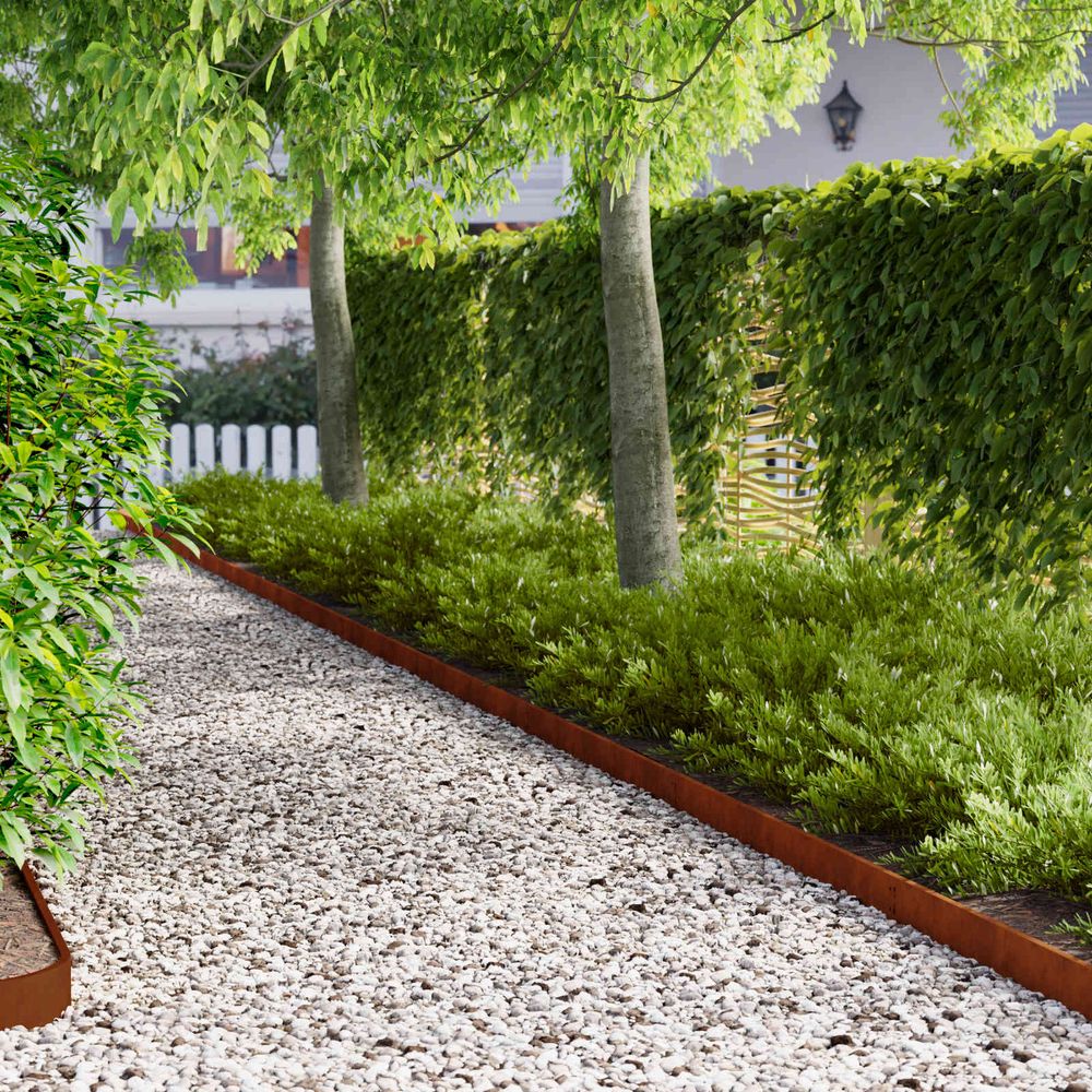 Bordure de pelouse acier pour jardin délimitation flexible 30 pcs 103x10cm marron