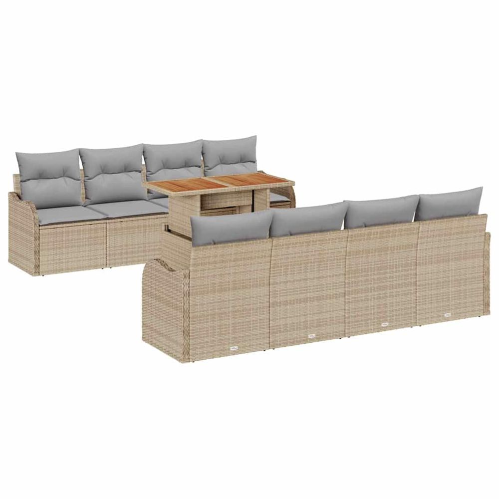 Ensemble de canapé de jardin 9 pc beige poly rotin