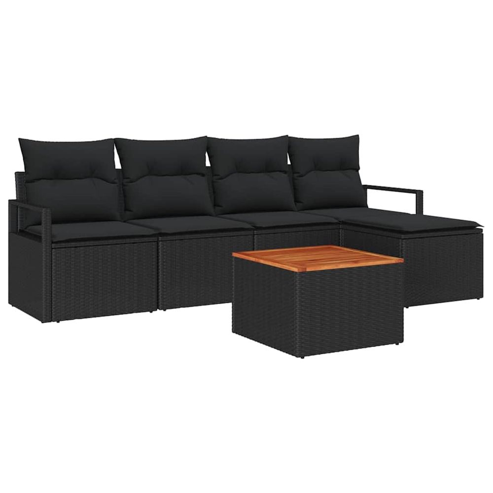 Ensemble de canapé de jardin 6 pc noir polyrotin