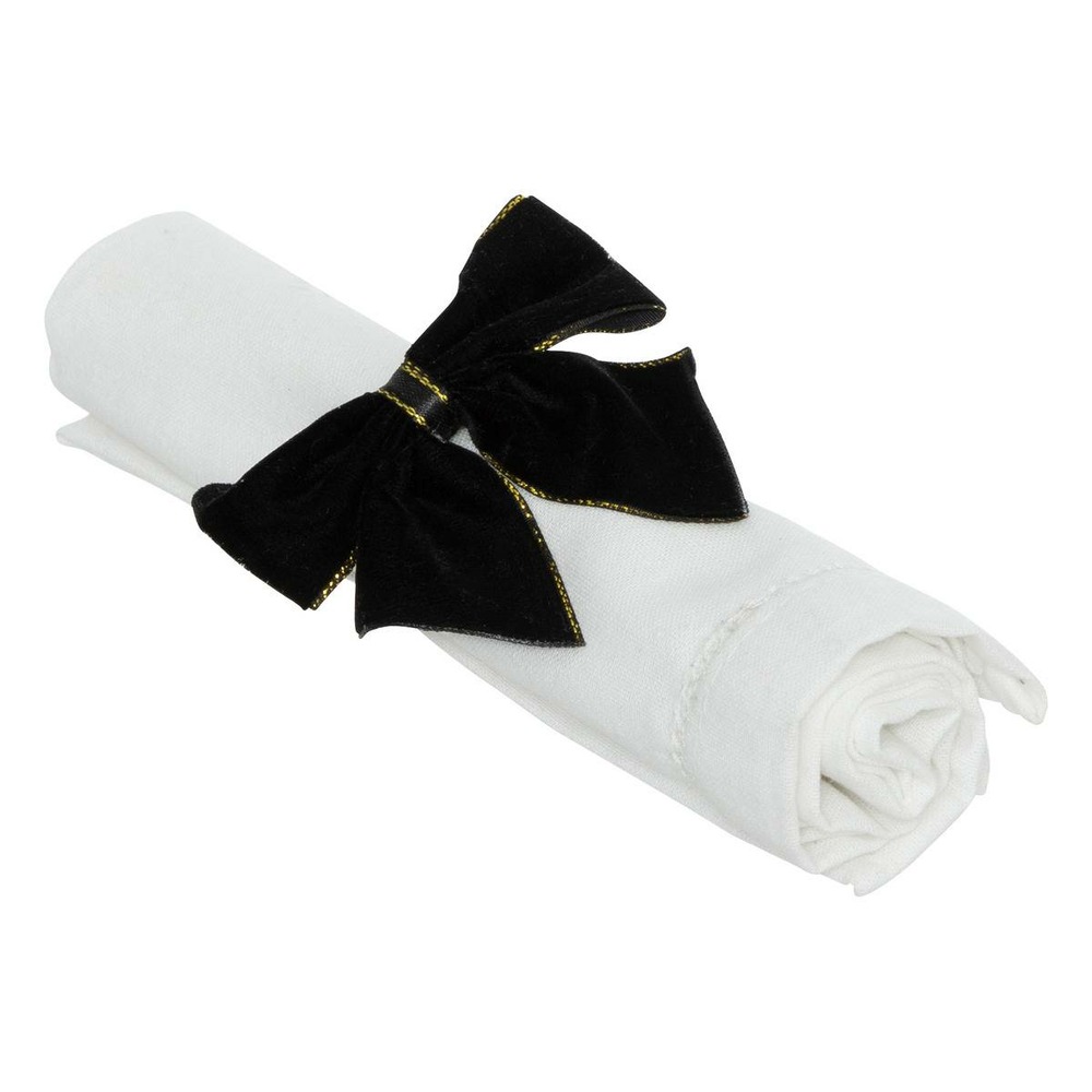 Lot de 2 ronds de serviette nœuds en velours noir