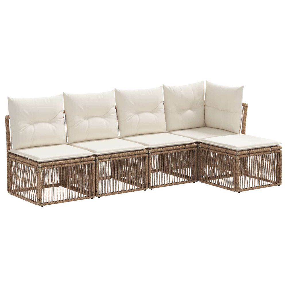 Ensemble de canapé de jardin 5 pcs beige polyrotin