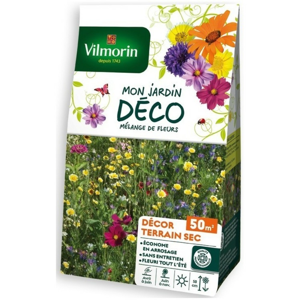 Sachet graines mélange de fleurs décor terrain sec 50m2
