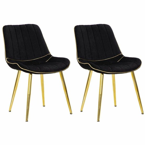 Chaise en métal et tissu paris (lot de 2) noir et doré