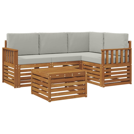 Ensemble de canapés d'extérieur 5 pcs gris naturel et clair