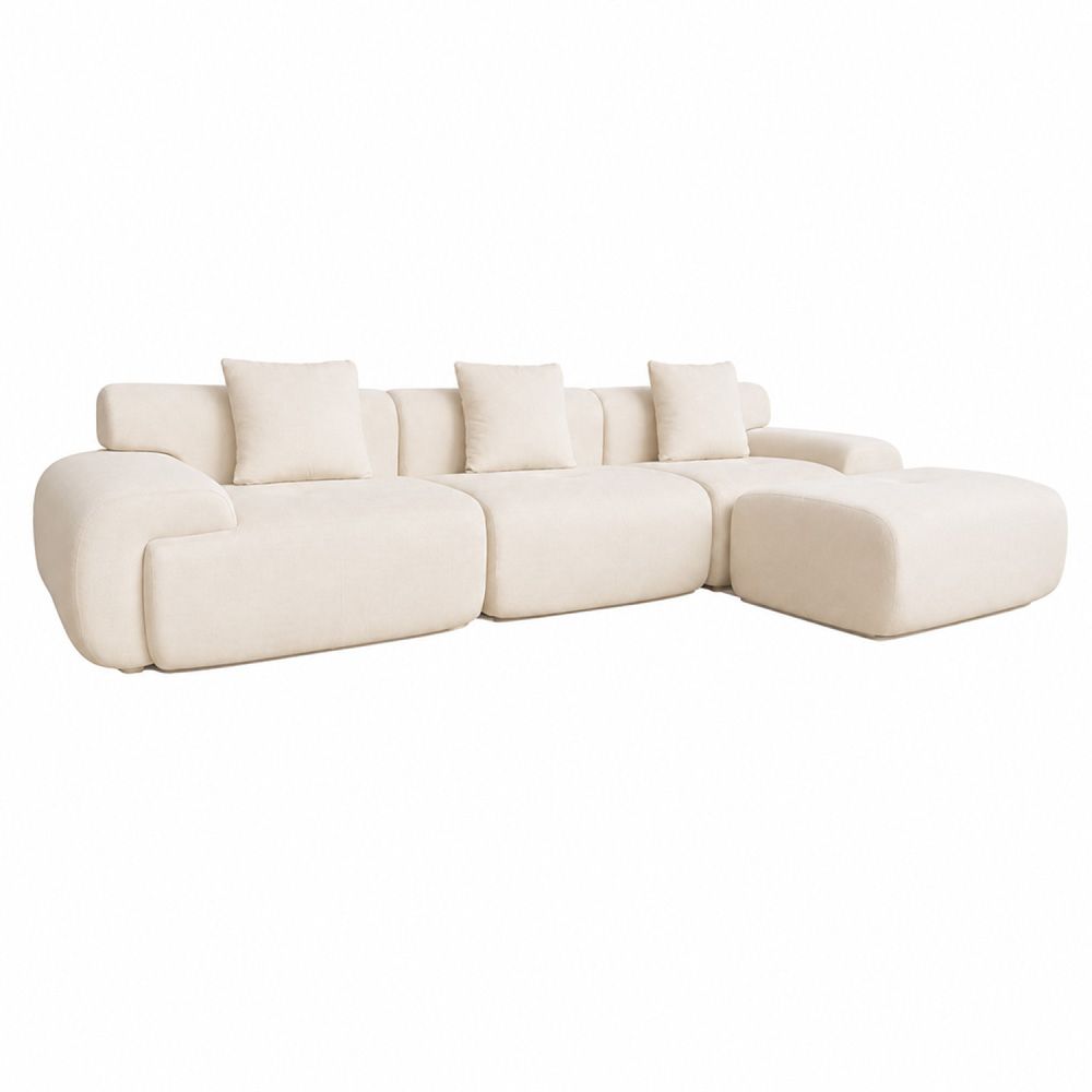 Canapé nuage compressé modulable en tissu chenille beige 4-5 places sheffield