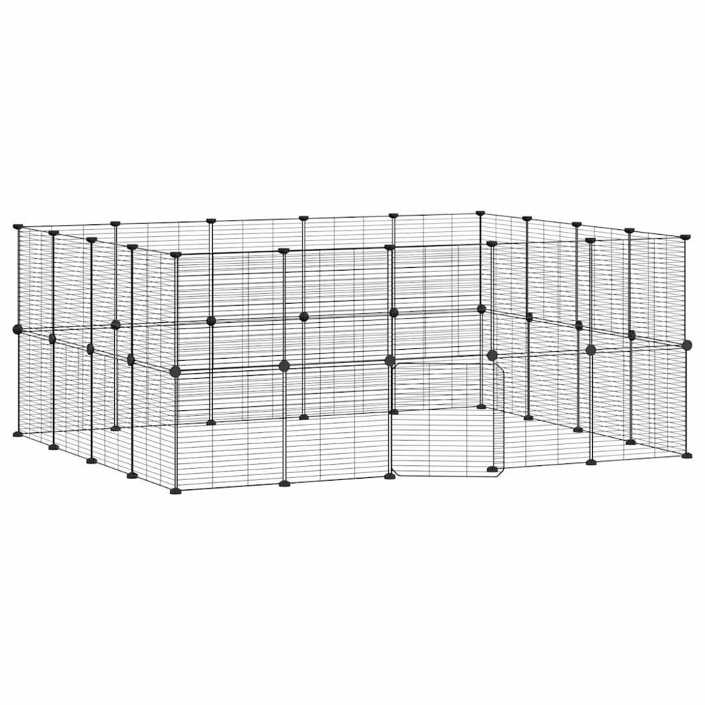 Cage animaux de compagnie à 36 panneaux et porte 35 x 35 cm noir
