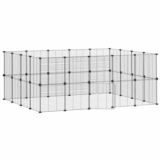 Cage animaux de compagnie à 36 panneaux et porte 35 x 35 cm noir