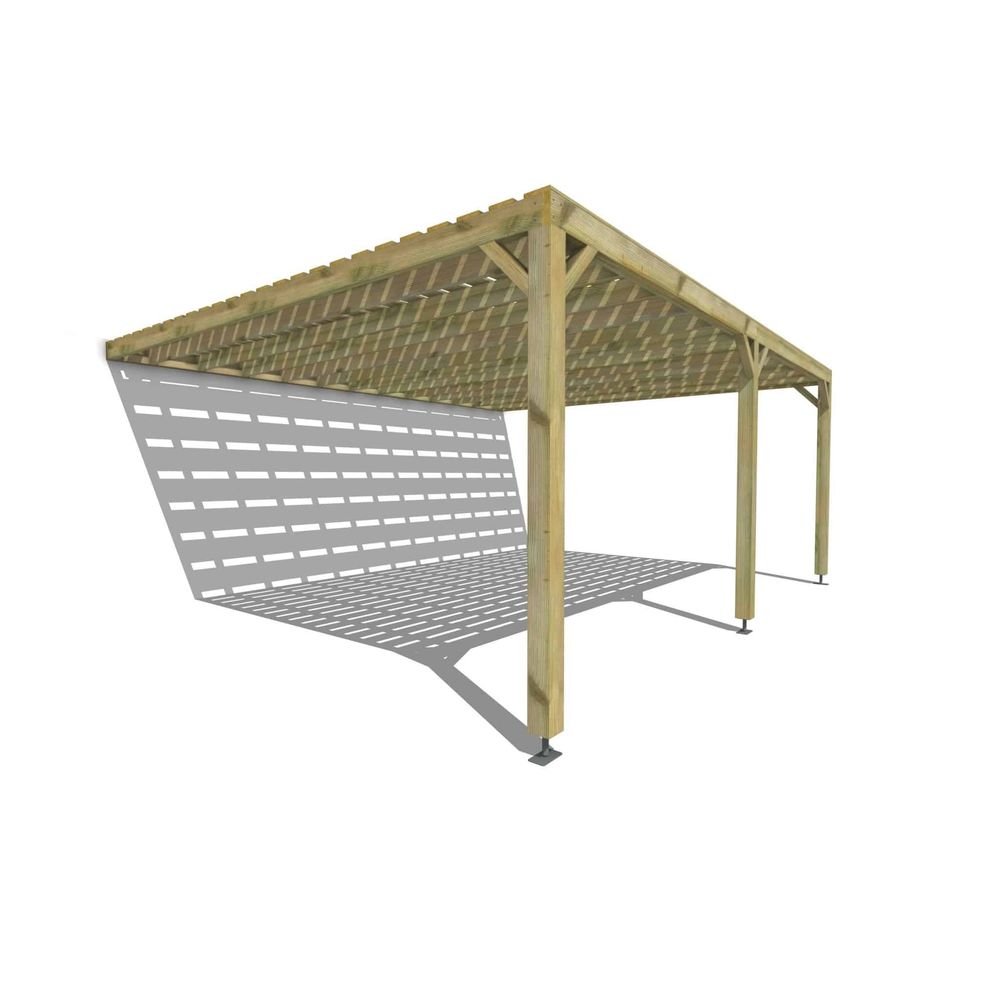 Pergola bois • 6m x 5m • adossée • sens profondeur • platelage bois • livraison comprise