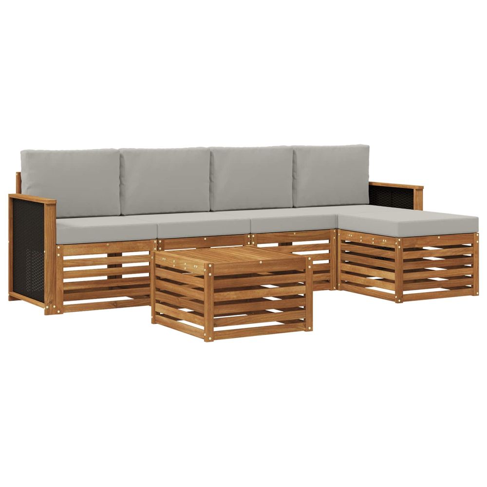 Ensemble de canapés d'extérieur 6 pc naturel et gris clair