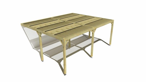 Pergola bois • 6m x 5m • adossée • sens largeur • lames orientables bioclimatiques incluses • livraison comprise