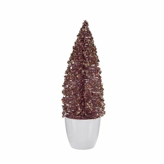 Sapin de noël petit rose doré plastique 9 x 28 x 9 cm