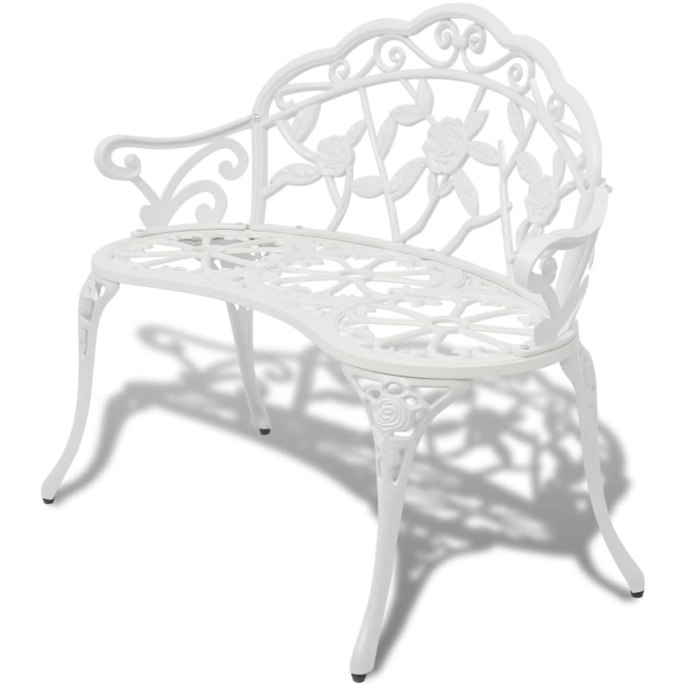 Banc de jardin 100 cm aluminium coulé blanc