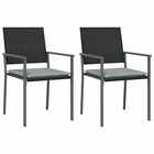 Chaises de jardin et coussins lot de 2 noir 54x62,5x89 cm rotin