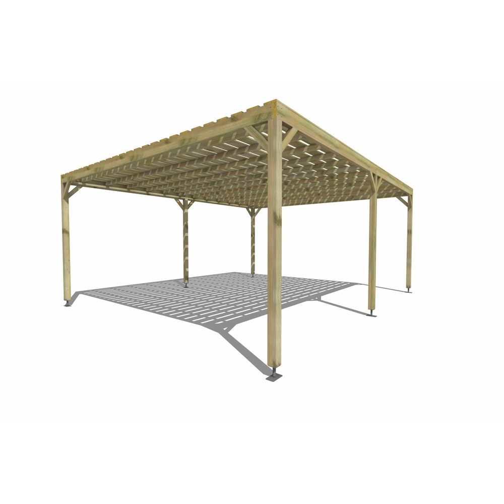 Pergola bois • 6m x 5m • indépendante • sens profondeur • platelage bois • livraison comprise