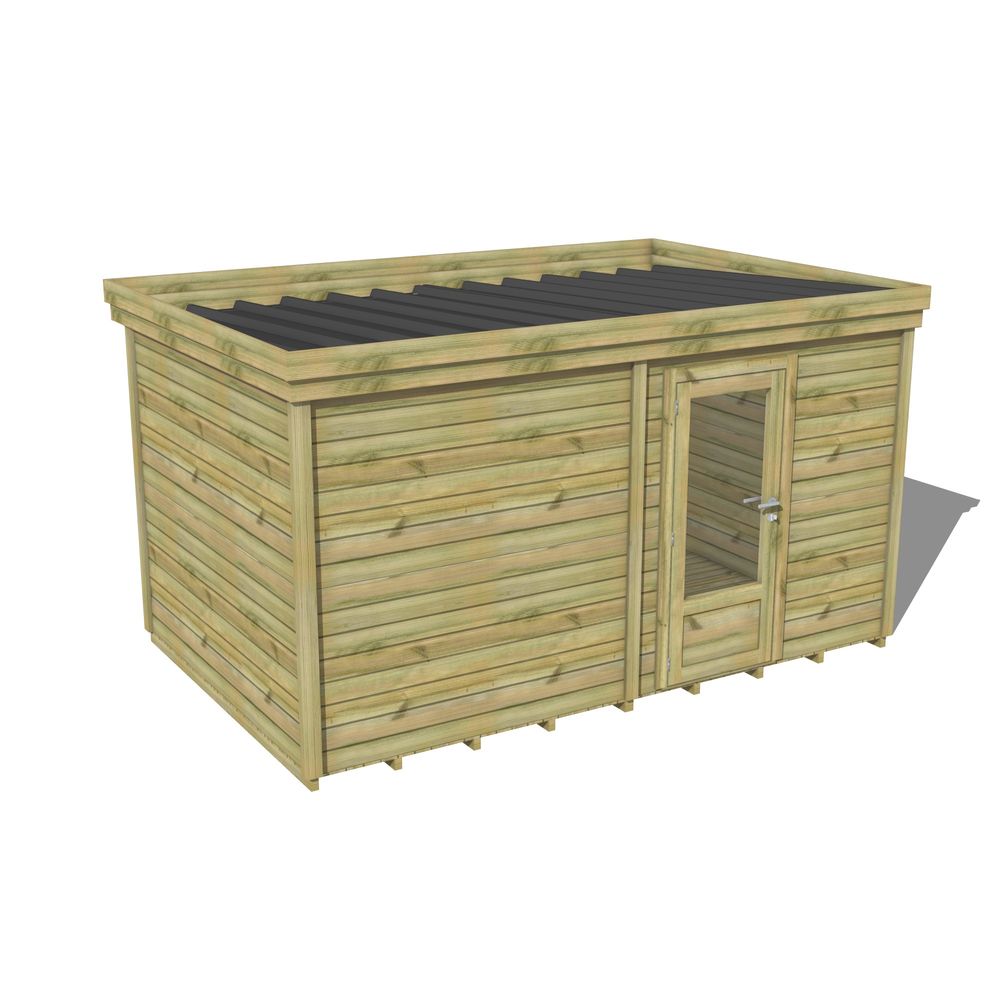 Abri de jardin bois pin traité autoclave 27mm - 4,695x2,64m / 12m2 - bac acier - plancher bois