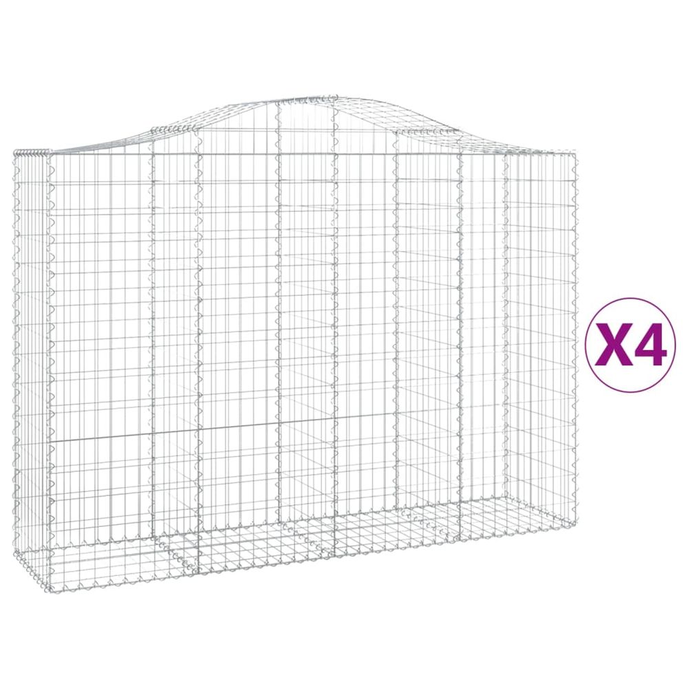 Paniers à gabions arqués 4 pcs 200x50x140/160 cm fer galvanisé