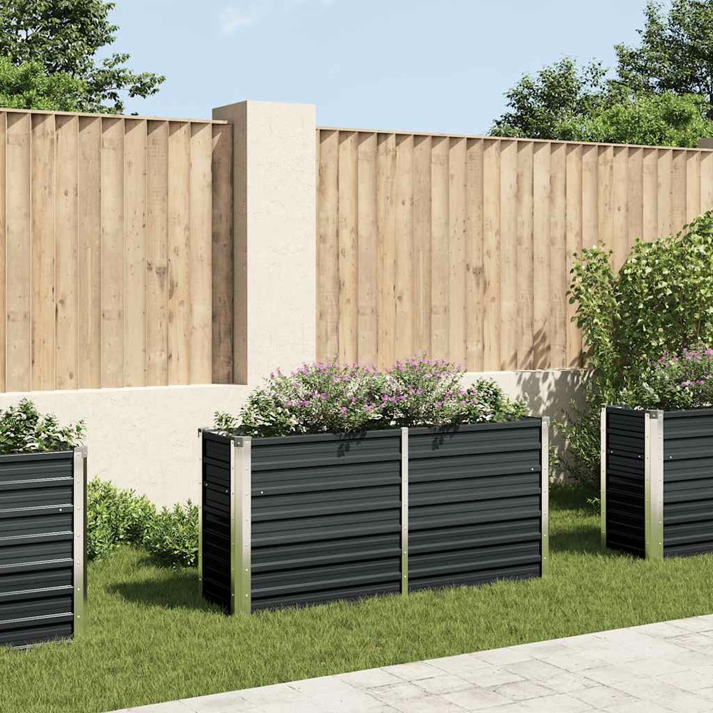 Lit surélevé de jardin anthracite 160x40x77 cm acier galvanisé