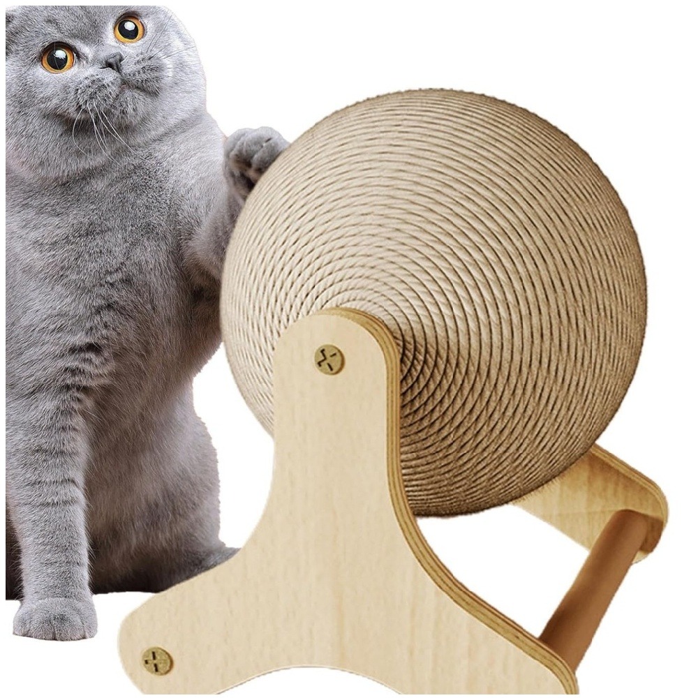 Jouet griffoir boule stimulante pour chat forme triangulaire fun