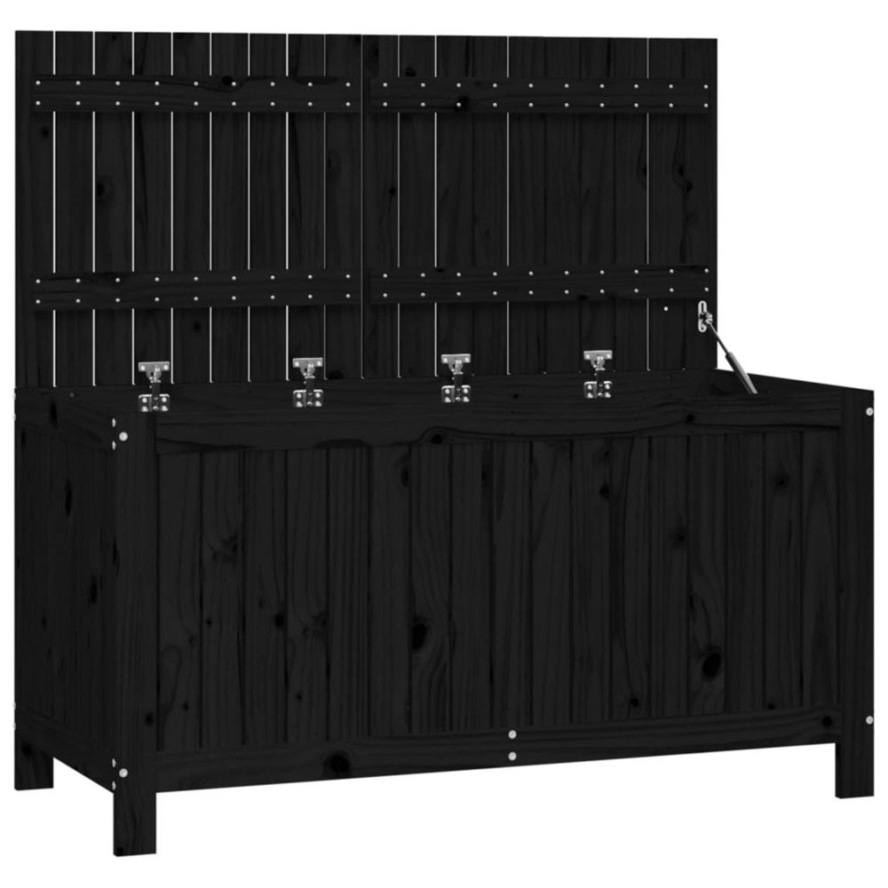 Boîte de rangement de jardin noir 121x55x64 cm bois massif pin