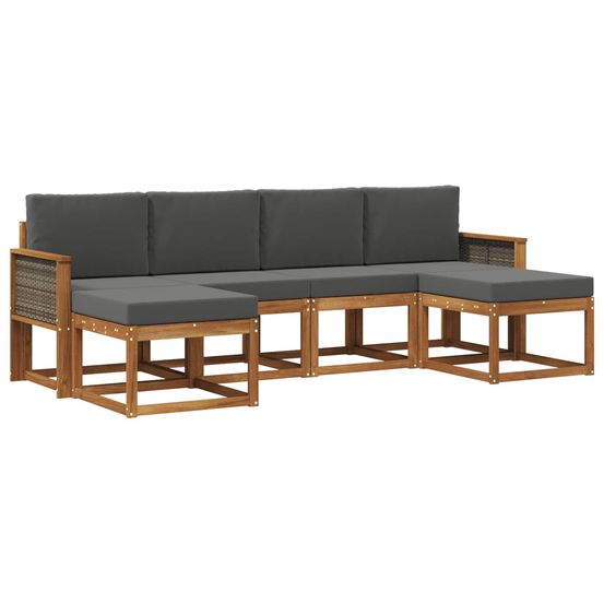 Ensemble de canapés d'extérieur 6 pc naturel et anthracite