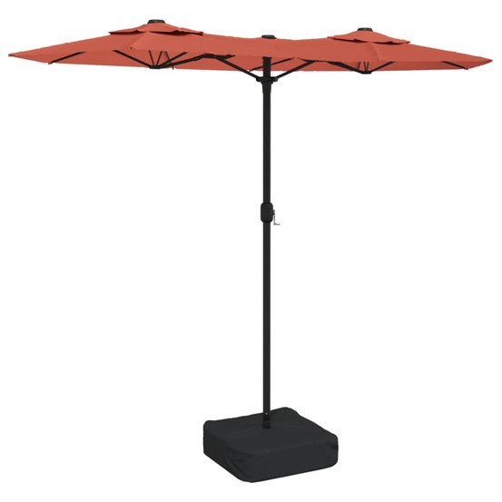 Parasol de jardin à double tête avec led terre cuite 316x145 cm