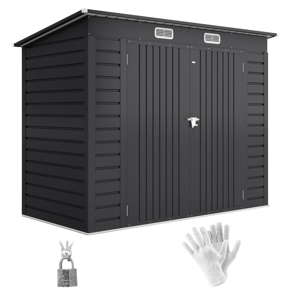 Abri de jardin acier galvanisé 249 x 121 x 183 cm gris pour outils de jardin - comfortxl outdoor living