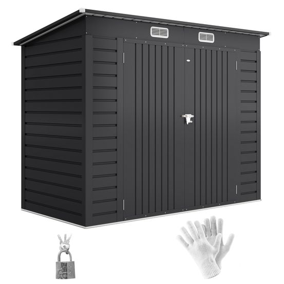 Abri de jardin acier galvanisé 249 x 121 x 183 cm gris pour outils de jardin - comfortxl outdoor living