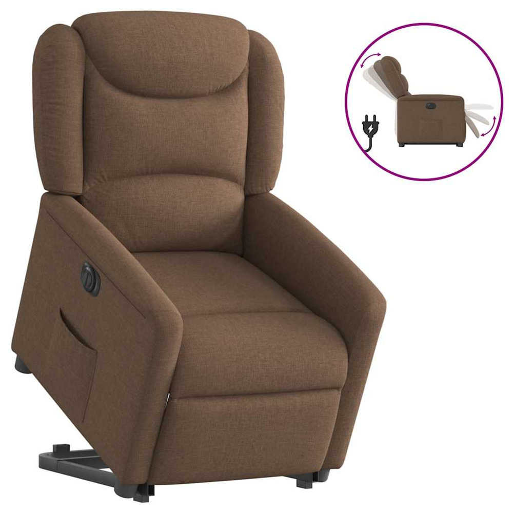 Fauteuil inclinable électrique marron tissu