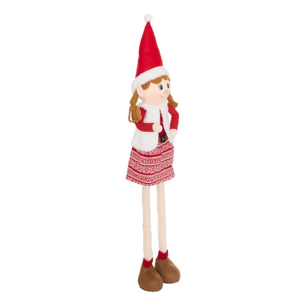 Lutin de noël en pull rouge télescopique h. 110 cm