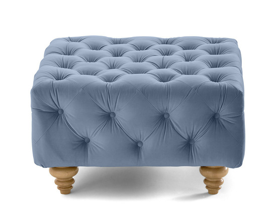 Walter - pouf chesterfield en velours - pieds bois