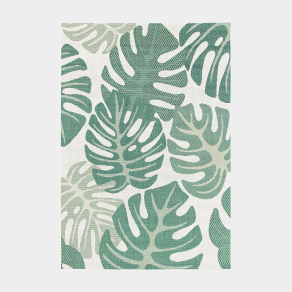 Tapis d'extérieur ou de salon - green tropical - vert et écru - 80 x 150 cm