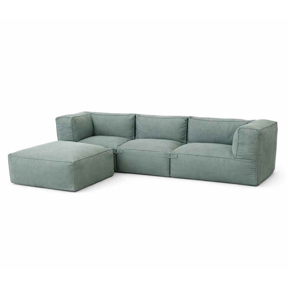 Salon de jardin modulable 4 places vert en tissu déperlant praiano