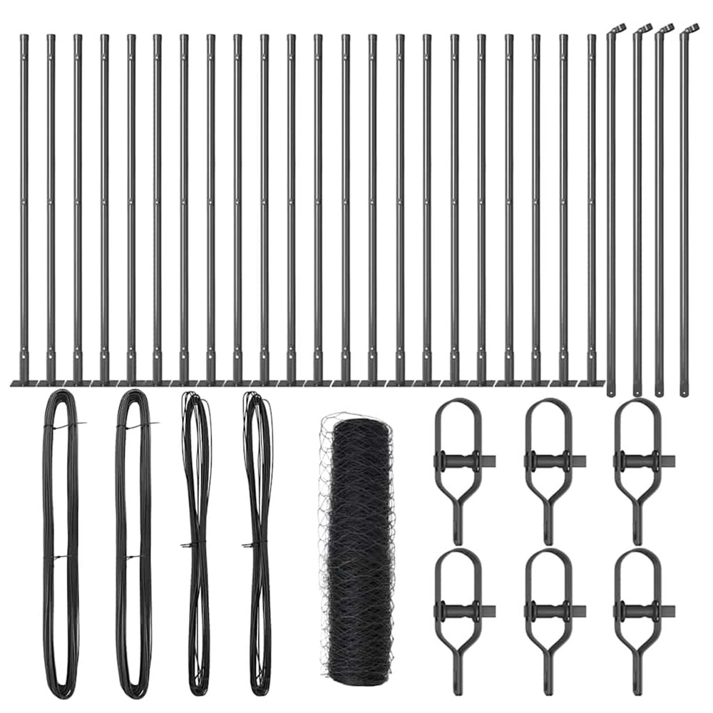 Poteau de clôture. Gris 50 x 0,8 m (maille de 50 mm)