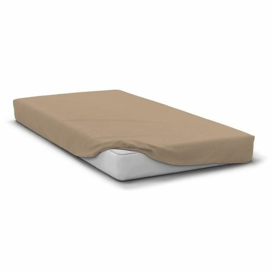 Drap housse microfibre 82 g - 160 x 200 cm - bonnet 30 cm - beige