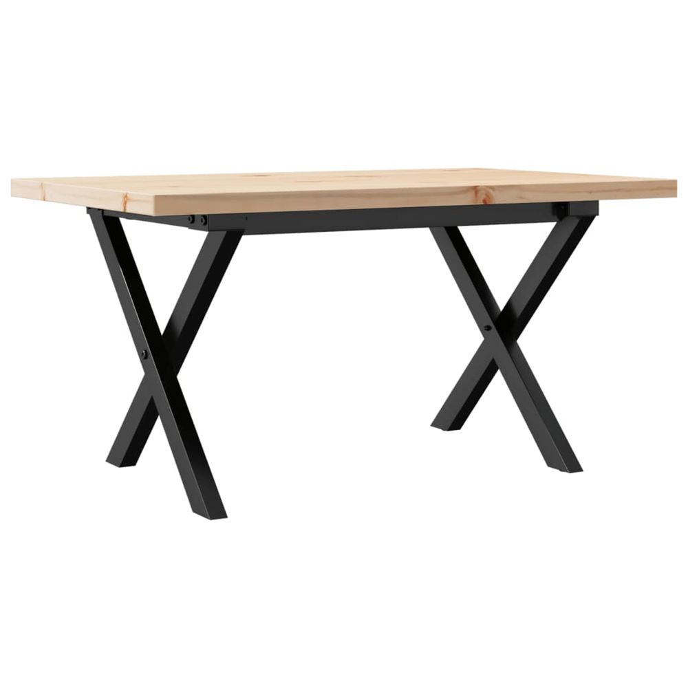 Table basse cadre en x 80x50x40,5cm bois de pin massif et acier
