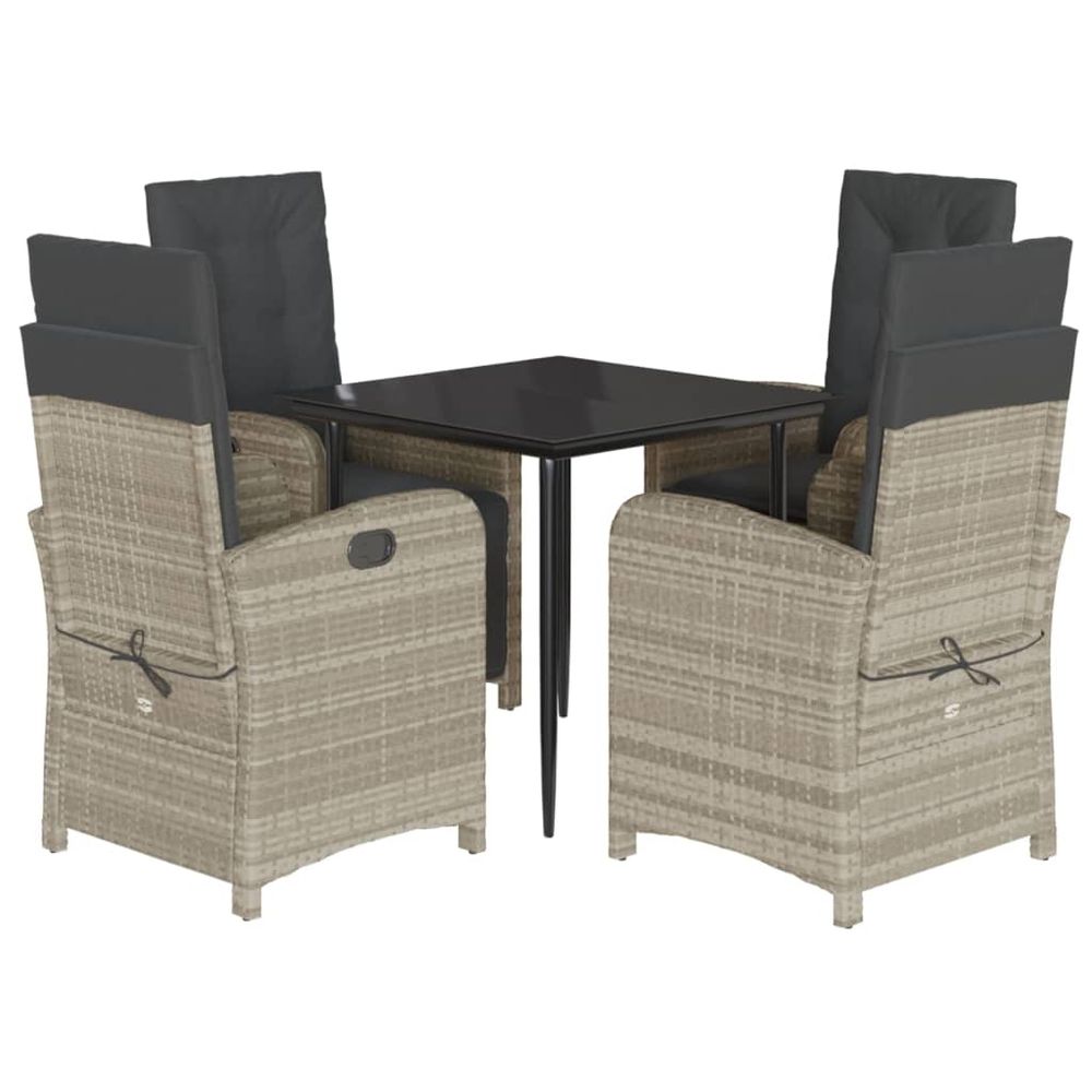 Ensemble à manger de jardin et coussins 5 pcs gris clair rotin