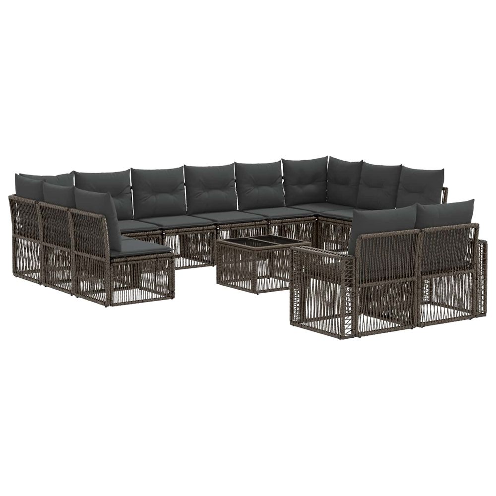 Ensemble de canapé de jardin 13 pc gris et gris foncé polyrotin