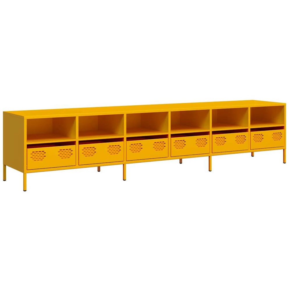 Meuble tv jaune moutarde 202x39x43,5 cm acier laminé à froid