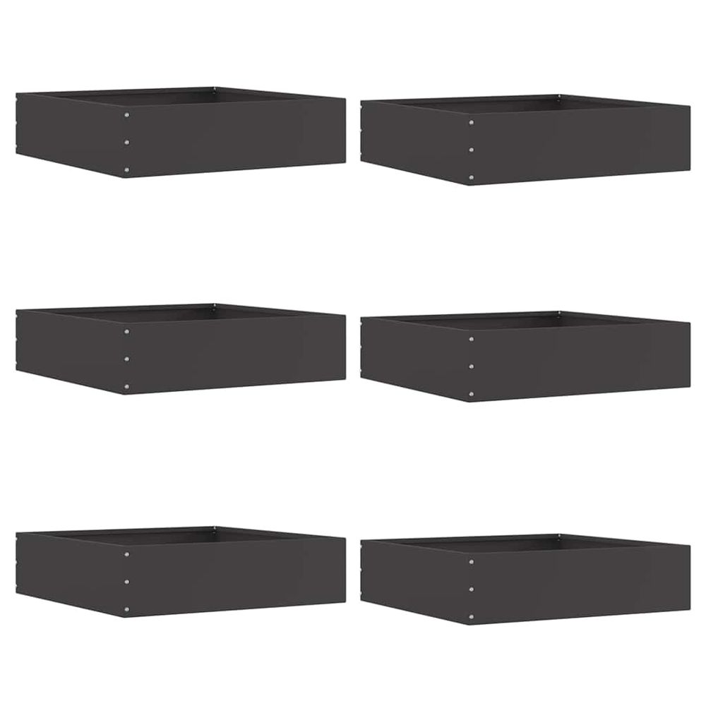 Lot 6 bordures carrées jardin acier aménagement parterres 50x13cm noir