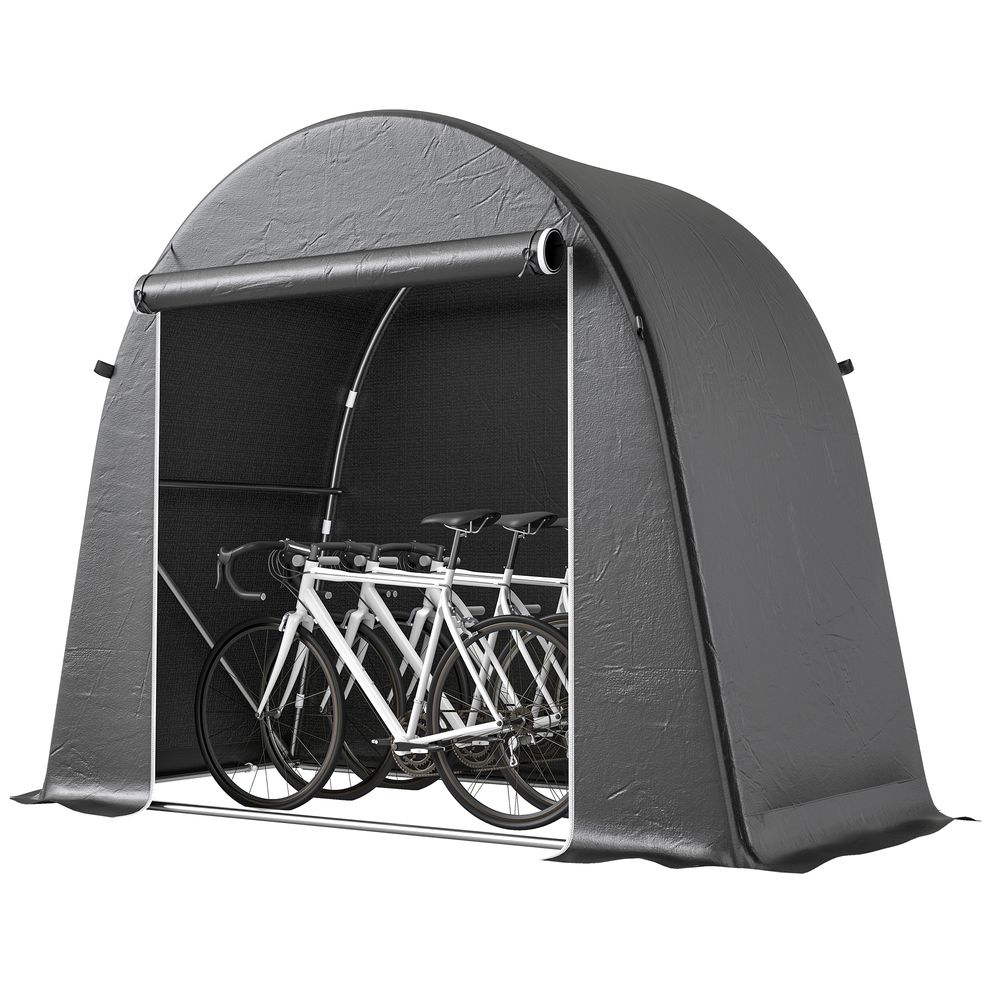 Abri vélo portable métal et toile pe 245 x 120 x 200 cm gris foncé étanche - comfortxl outdoor living