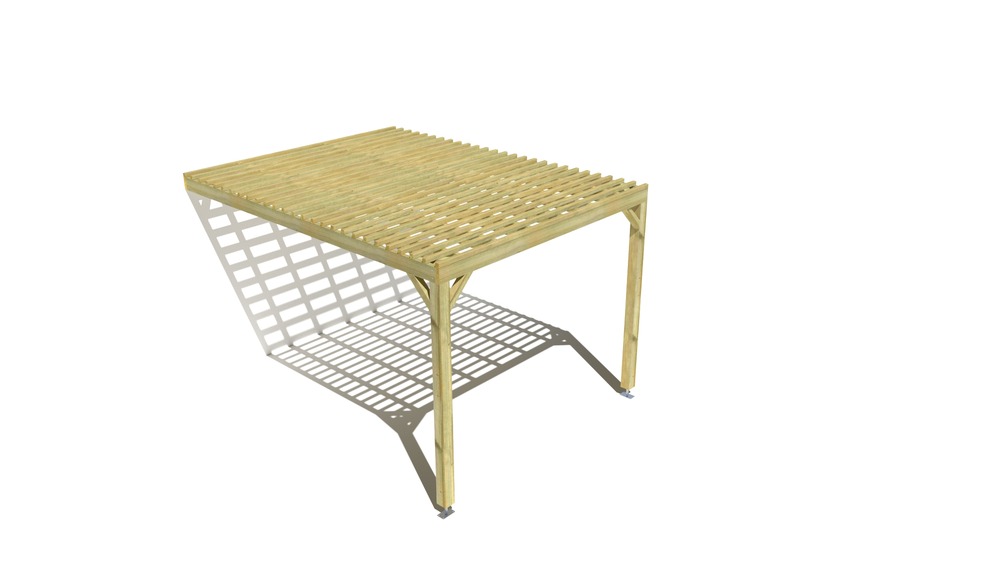 Pergola bois • 3m x 4m • adossée • sens profondeur • lattage bois • livraison comprise