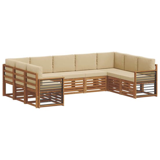 Ensemble de canapés d'extérieur 9 pc naturel et beige