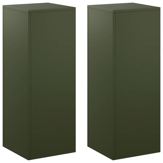 Support de plante 2 pcs vert olive 30 x 30 x 80 cm acier