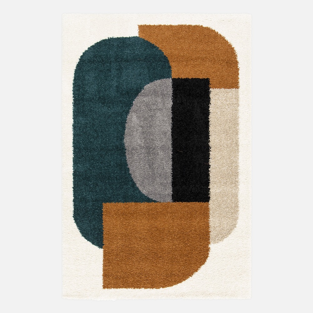 Tapis intérieur shaggy, motifs géométriques, multicolore