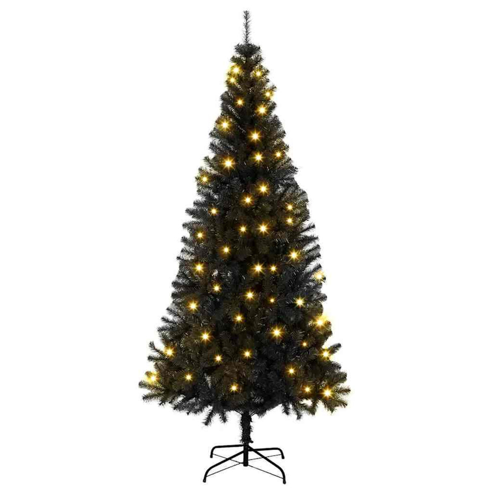 Sapin de noël avec 300 led avec support noir 180 cm pvc