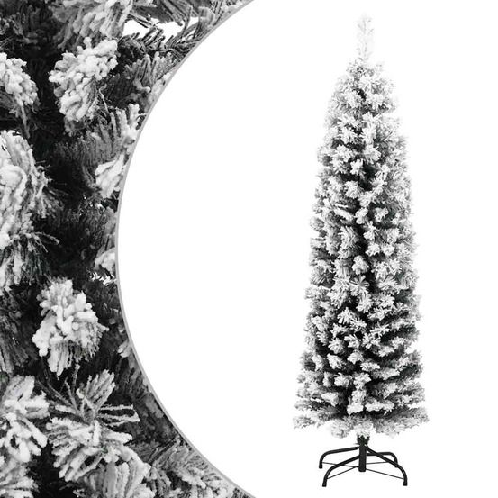 Sapin de noël artificiel mince flocon de neige vert 120 cm pvc