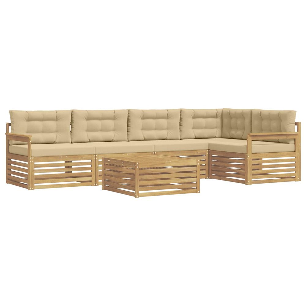 Ensemble de canapés d'extérieur 6 pc blanc et beige polyester