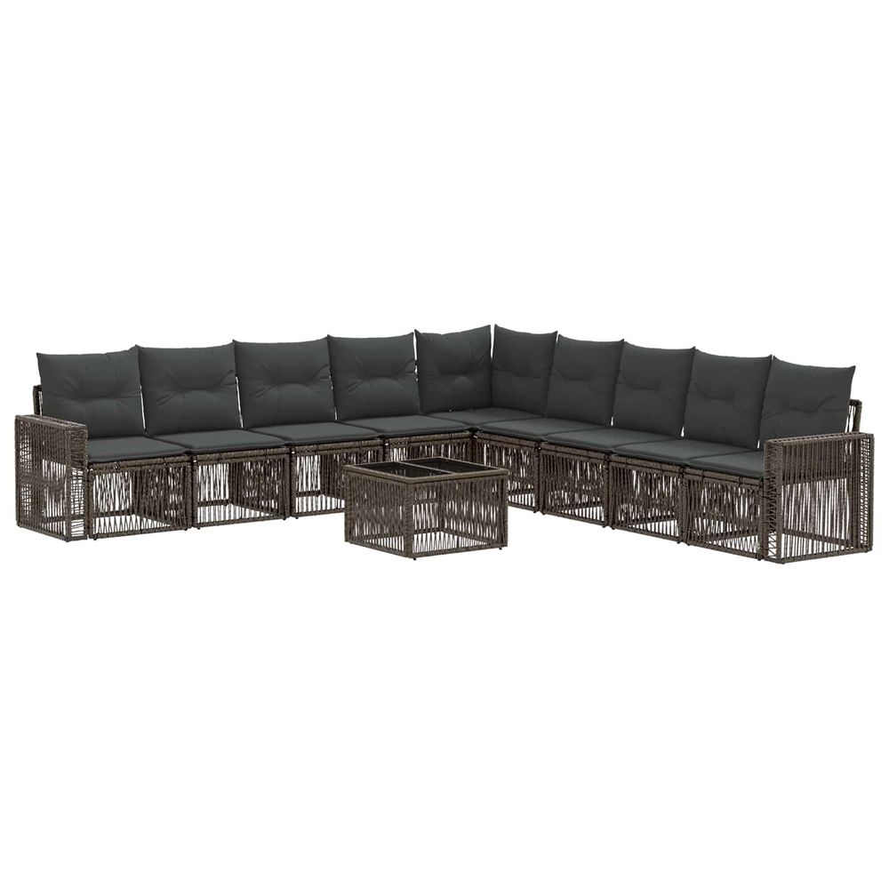 Ensemble de canapé de jardin 10 pc gris et gris foncé polyrotin