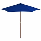 Parasol d'extérieur avec mât en bois 270 cm bleu