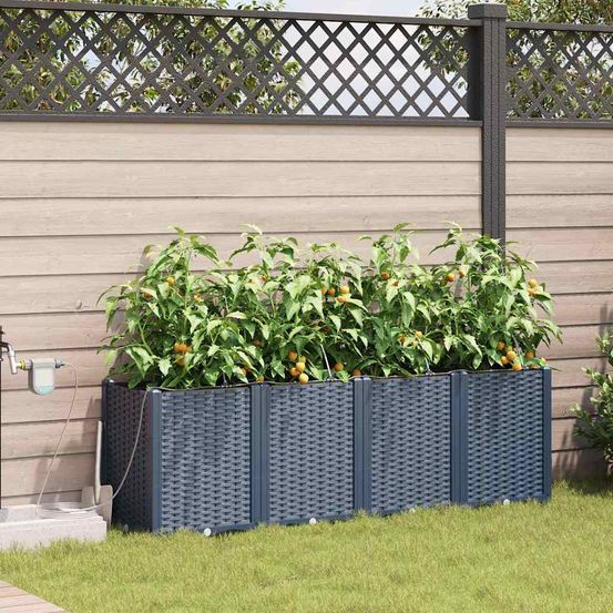 Jardinière surélevée en acier avec irrigation jardin gris 160x40x52 cm